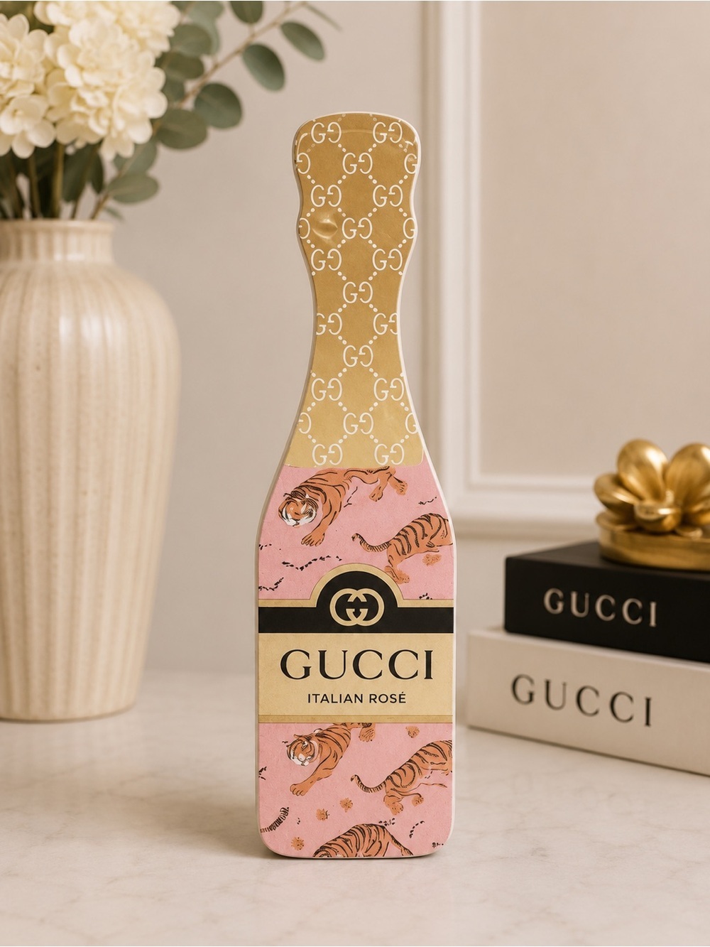 Gucci Champagne Bottle Home Decor Luxury Collectible Art NWT